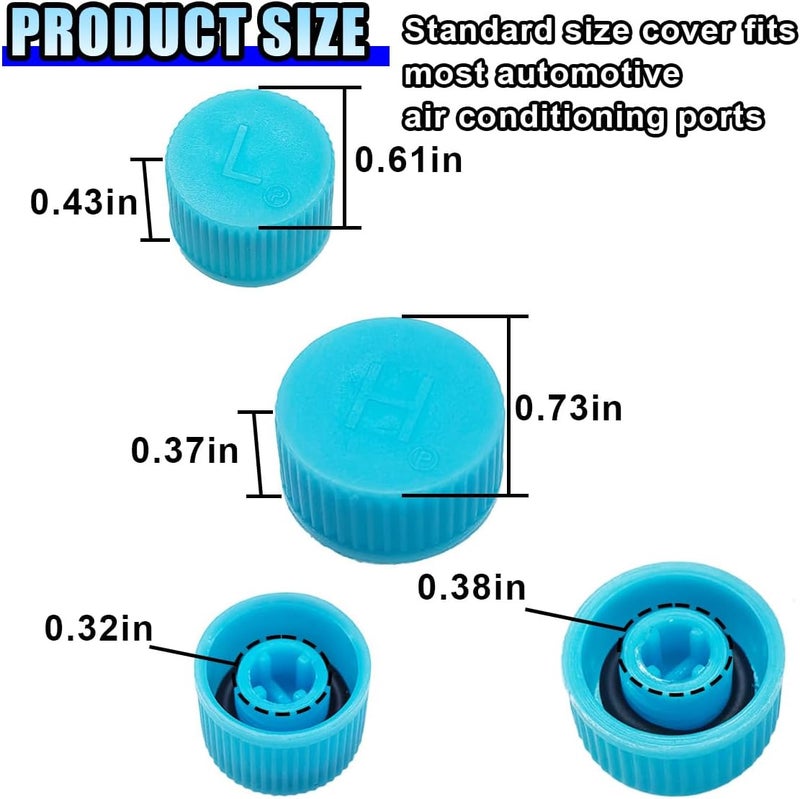 LHDOS 4PCS Car A/C Charging Valve Caps, Leakproof R134a Air Conditioning System Charging Port Caps Replacement, High and Low Pressure Ac Caps Auto A/C Valve Core Caps Seal Kit for Most Cars (4PCS) - Image 2